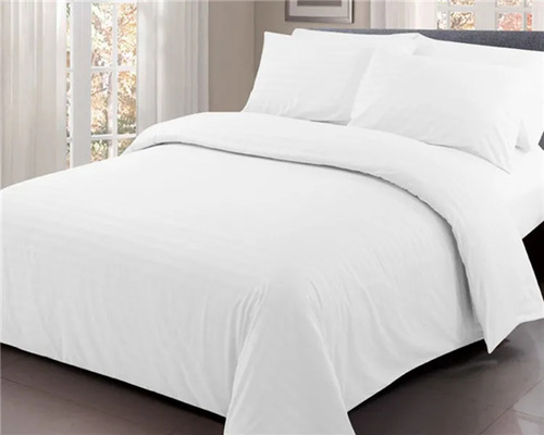 Juego De Sabanas King Size Linea Dobby Hotel 180 Hilos Blanco Dobby