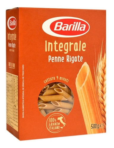 Pasta Italiana Barilla Penne Rigate Integral Pack 4 X 500gr 
