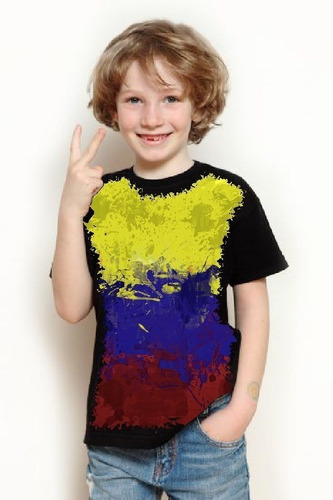 Camisa, Camiseta Criança 5%off Bandeira Colômbia Top Premium