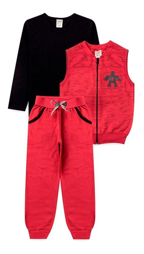 Conjunto Trijunto Infantil Menino Inverno Colete+calça+camis