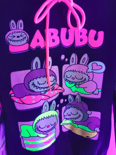 Buzo Capucha Glow Labubu Brilla En La Oscuridad Nena Premium