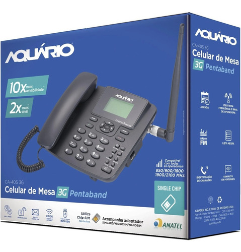Imagem 3 de 3 de Telefone Rural Celular Fixo Aquário Ca-42s3g 3g Dual Chip