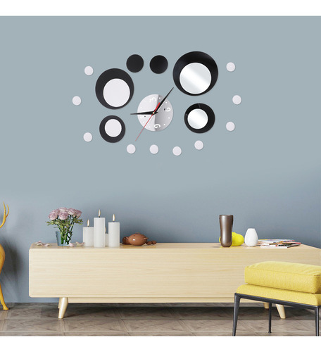 Reloj De Pared Con Espejo De Cristal 3d Modern Home De