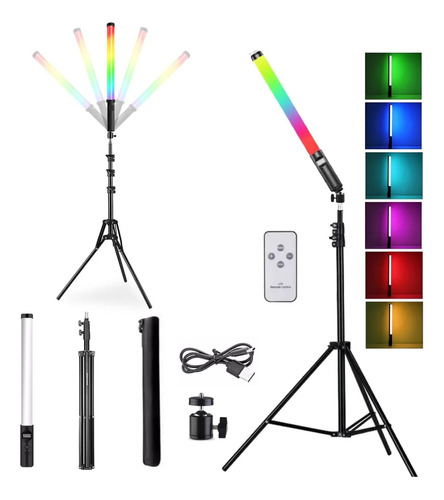 Bastao Para Foto Tubo Led Rgb E Luz Branca Tripe E Bateria