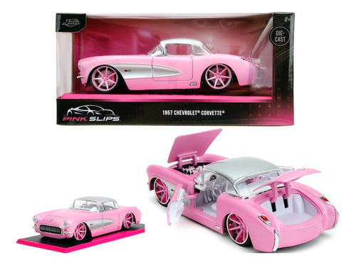 Jada 1:24 1957 Chevy Corvette Pink Slips Color Rosa Chicle