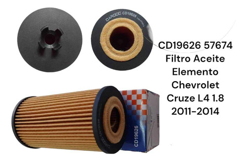 Filtro Aceite Elemento Chevrolet Cruze L4 Motor 1,8 11-14