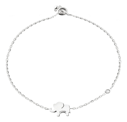 Pulsera De Plata Esterlina 925 Elefante Circon