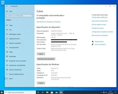 Computador Funcionando Windows10