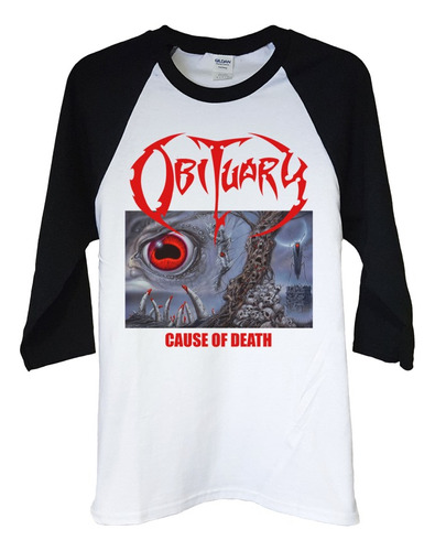 Polera Raglan 3/4 Obituary Cause Of Death Metal Abominatron