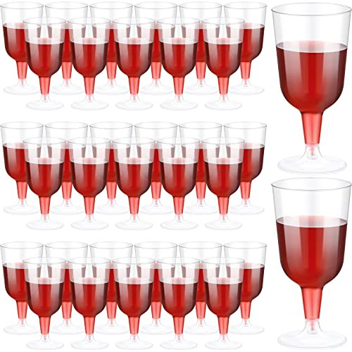 100 Pcs Plastic Wine Glasses With Stem 6oz Plastic Part...