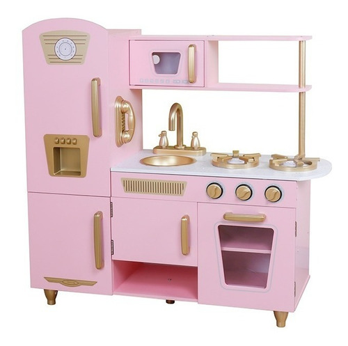 Imagen 2 de 3 de Cocina De Juguete Rosada En Madera Para Niñas Rr & Co.