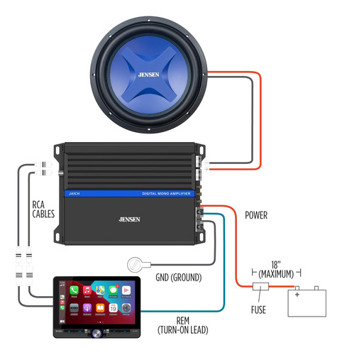 Subwoofer Jensen J4w12 De 12 Polegadas | Potência De 1200 Wa