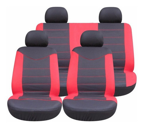 Set De Fundas Cubreasientos Para Autos 8 Piezas - Negra/roja