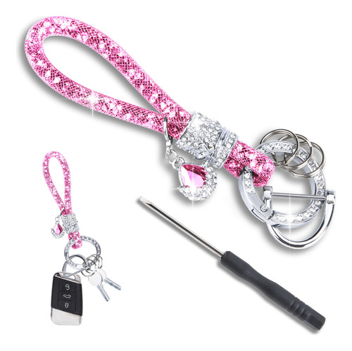 Llavero De Coche Brillantes Para Mujeres Rosa Color