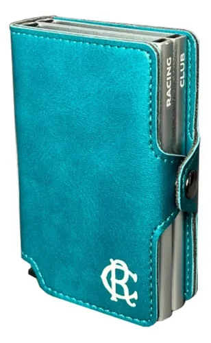 comprar Billetera Racing Club Tarjetero Kyma Doble Bloqueo Rfid Color Celeste Y Blanco Diseño De La Tela Liso