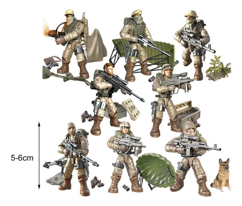 8 Piezas 1/35 Figuras De Acción De Soldado Articuladas .