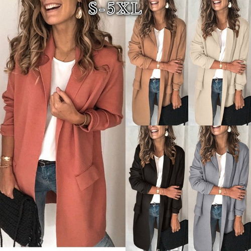 Blazer Casual De Manga Larga Con Bolsillo Falso De Color Lis