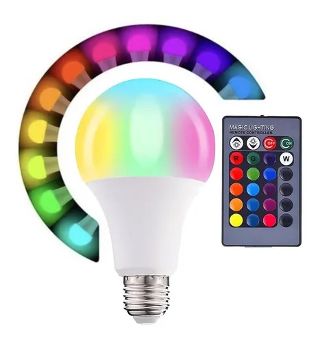 comprar Lâmpada Led Rgb 16 Cores 10w Bivolt E27 Com Controle Remoto 110V\u002F220V