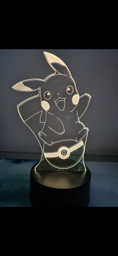 Lámpara Ilusión 3d, 7 Colores, Pikachu Pokémon