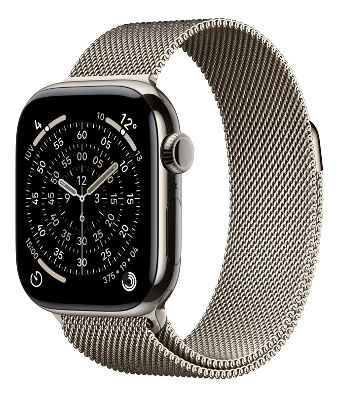 Apple Watch Series 11 GPS + Cellular - Caixa natural de titânio – 42 mm - Pulseira natural estilo milanês