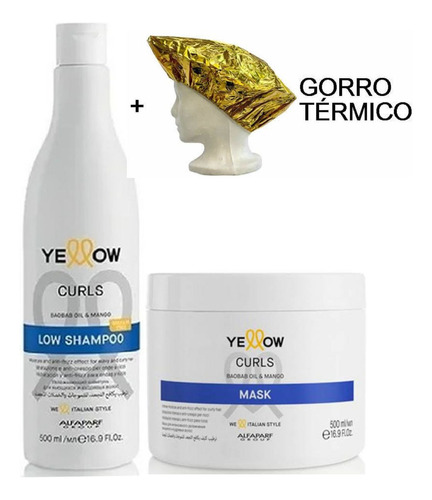 Curls Shampoo 500ml Y Mascarilla 500ml Yellow Rizados