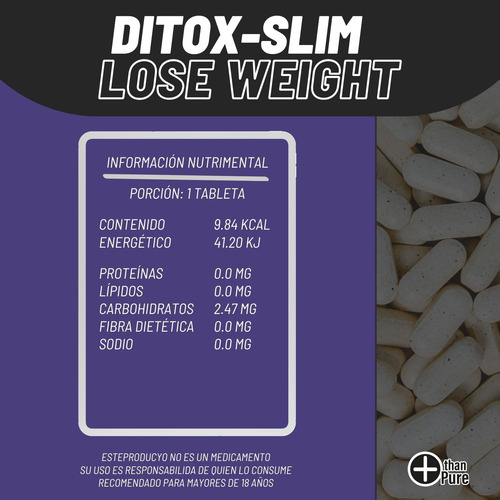 Suplemento Detox Control De Peso 100 Tabletas More Than Pure