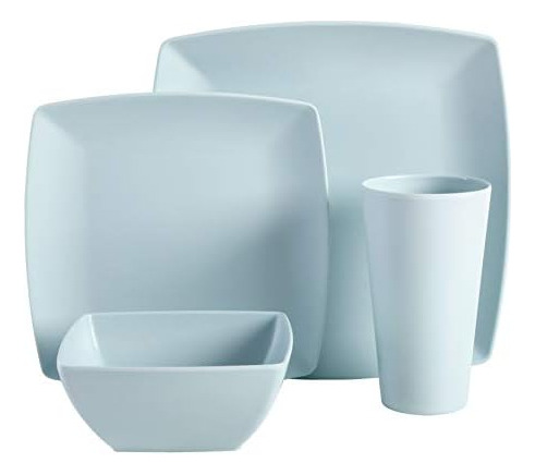 Juego De Vajilla De Melamina Cuadrada Gibson Home Soho Grays