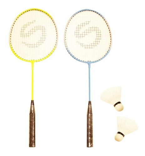 Imagen 1 de 9 de Set De Badminton Junior 2 Raquetas + 1 Pluma Sixzero