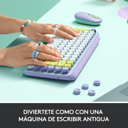 Teclado Físico Logitech Pop Key Inalámbrico Qwerty Bluetooth Color del teclado Violeta Idioma Violeta