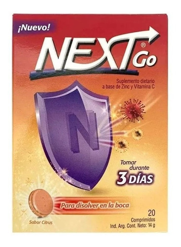 Next Go Vitamina C + Zinc Sabor Citrus X 20 Comprimidos