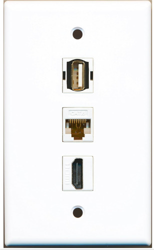 Riteav - 1 Puerto Hdmi Usb Aa Y 1 Puerto Ethernet Cat6 Placa