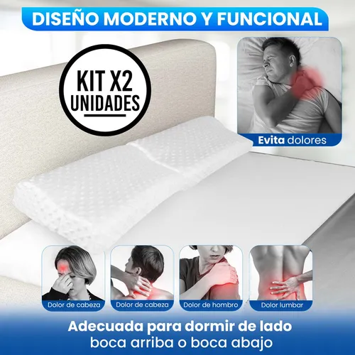 Almohada Ortopédica Energy Plus Con Espuma De Memoria Hipoalergénica, Ergonómica Para Cuello Y Cabeza, Lavable, Antiácaros Y Suave, Ideal Para Un Sueño Reparador Sin Dolores