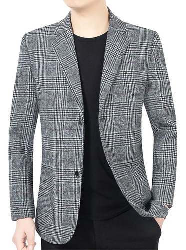 Blazer Negro Casual Hombre Moda Confort Chamarra A Cuadros