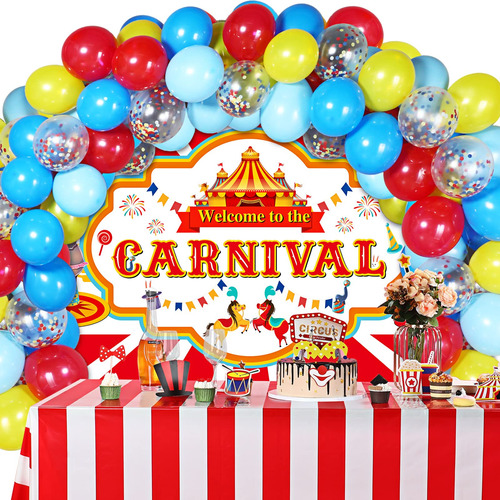 Decoracion Fiesta Carnaval Circo Incluye Kit Globo Confeti