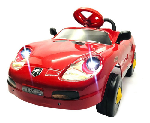 Vehículo a pedal auto Katib Porche con luz y espejitos color rojo