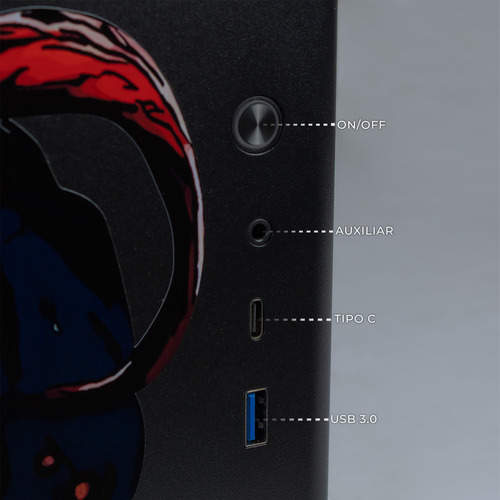 Gabinete Gamer Xtreme Pc Gaming Venom Comic Edition Mini Torre Micro Atx Usb-c Cristal Templado