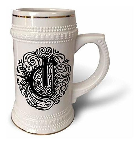 3drose Fancy Letra C - Taza Stein, 18 Oz, 22 Oz, Blanco