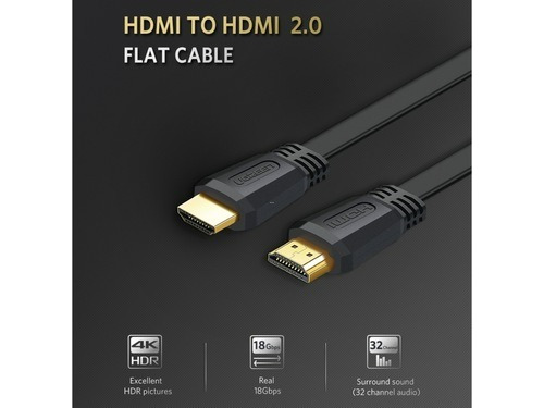 Cable Ugreen Hdmi 2.0 Plano De 1.5 M 4k@60hz Hdr 3d Hec Arc