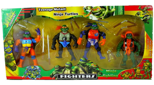 Imagen 1 de 3 de Juguetes 4 Muñecos Tortugas Ninja Destructor Splinter Niño