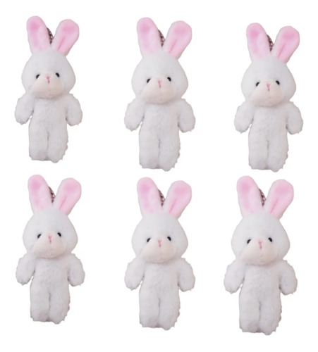 10 Piezas Conejo Peluche Blanco Teddy 17cm Llavero Bunny