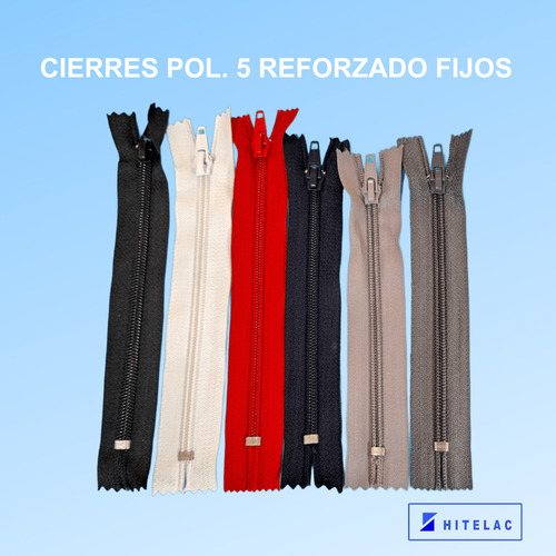 Cierres Reforzados Fijos 25cm Poliester 5mm X 100unid Gris Oscuro