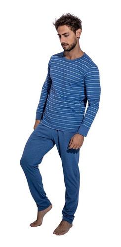 Imagen 2 de 4 de Pijama De Hombre Casaca Manga Larga Pantalon Largo Eyelit