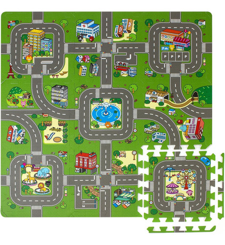 Sorbus Traffic Play Mat Puzzle Foam Baldosas Entrelazadas - 