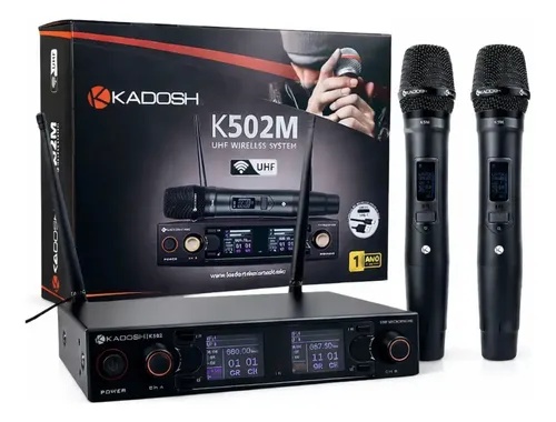 Microfone Sem Fio Duplo De Mão Kadosh K502m Profissional Cor Preto