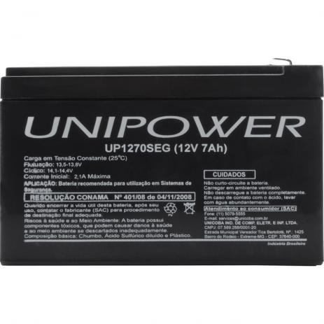 Bateria Unipower Selada 12v 7ah Up1270seg Alarme Nobreaks/up