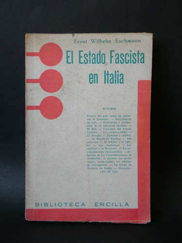 El Estado Fascista En Italia 1937 Ernst Eschmann