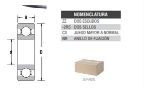 3 Baleros De Bolas En Una Hilera 6202-2rs 16mm Marca Weston