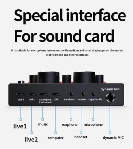 Tarjeta De Sonido Multifuncional Live V8 Us Audio Interface