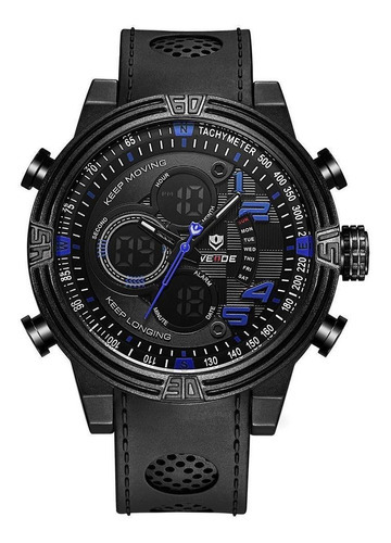 Relógio Masculino Weide Anadigi Wh5209b - Preto E Azul