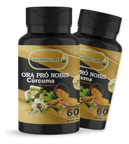 2 Frascos Ora Pro Nobis C/ Curcuma 60 Caps 500 Mg Pharmacaps